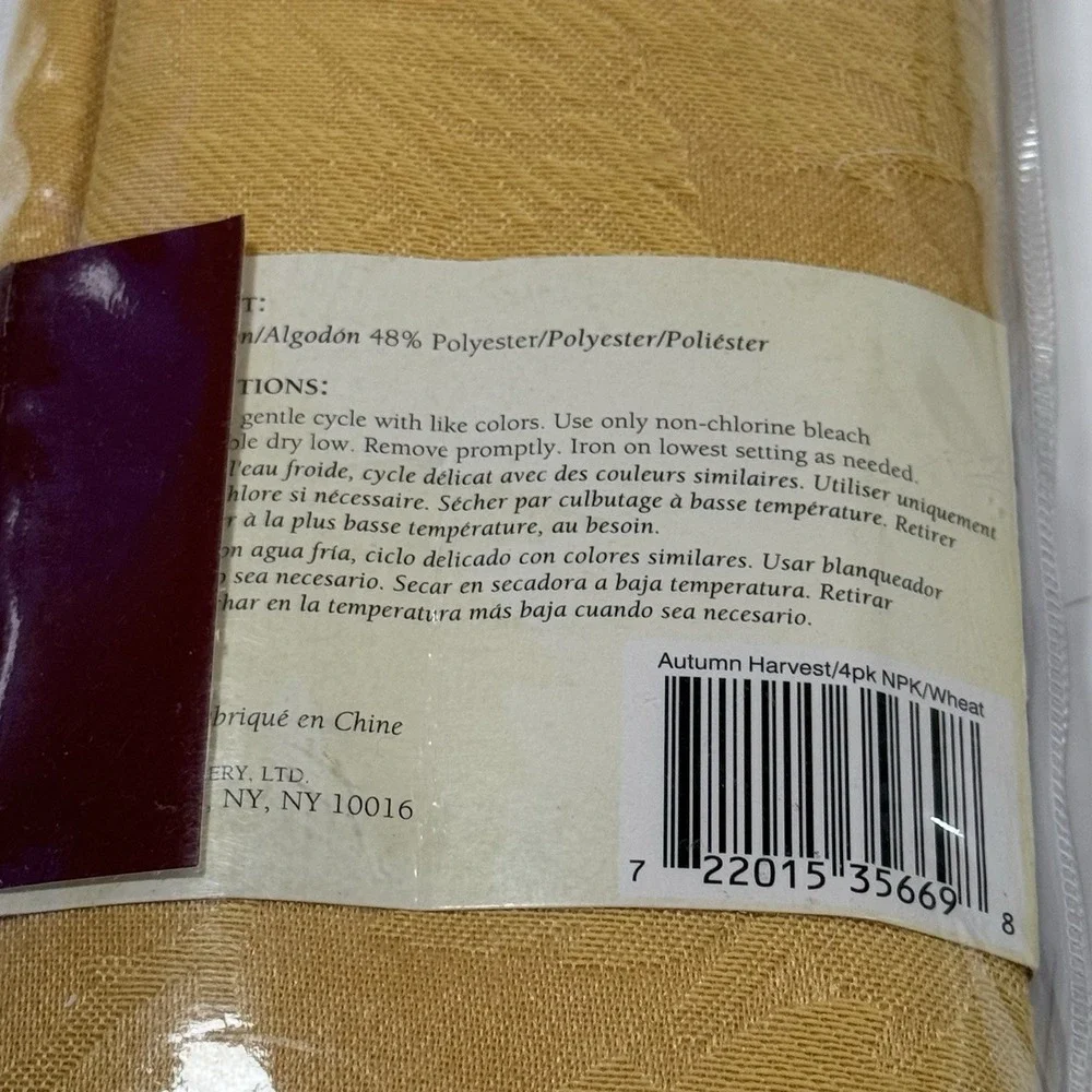 Autumn Harvest Gold See Of 4 Napkins 17x17